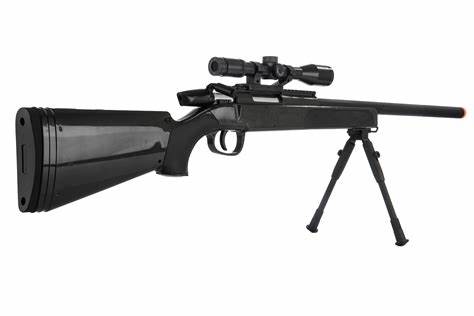 CYMA Airsoft MK51 Replica Bolt Action Sniper Rifle scale 1:1 w/bipod Scope BLACK - Tinystore4you 